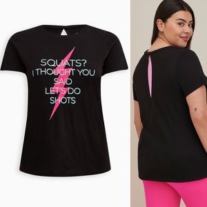NWT Torrid Open Back Active Tee 2, Squats T-Shirt Top Women's Plus Size 2x 18 20